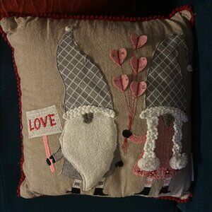 Holiday Gnome Decorative Pillow - Pink and Gray